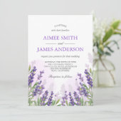 ラベンダー結婚式招待状素朴エレガントフローラ 招待状 (スタンド正面)