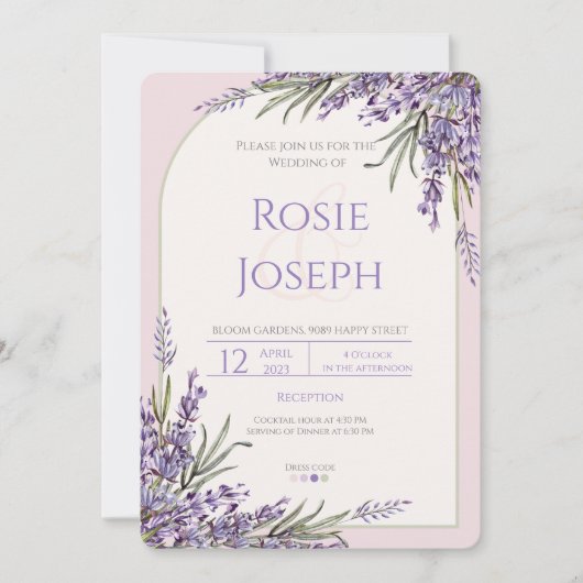 ラベンダー結婚式招待状 招待状 (正面)