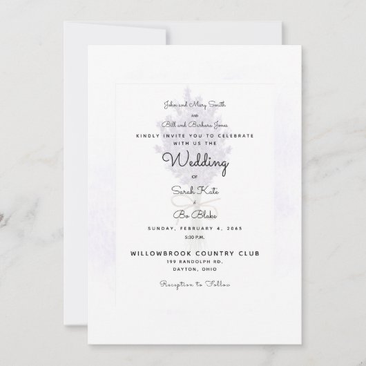 ラベンダー結婚式 両親の名前が記載されている 招待状 (正面)