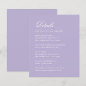 ラベンダー結婚式 詳細 予算 シンプル パープル カード (正面/裏面)
