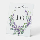 ラベンダー結婚花模様ユーカリ表カード 台座サイン (正面)