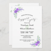 ラベンダー結婚薄紫婚約招待状 招待状 (正面/裏面)