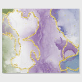 ラベンダー絵を描大理石パターン(金ゴールドストリーク付) ラッピングペーパー (フラット)