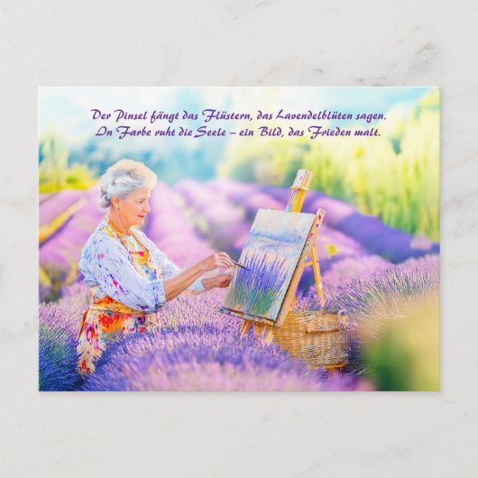 ラベンダー絵を描畑に咲くアーティスト シーズンポストカード (正面)