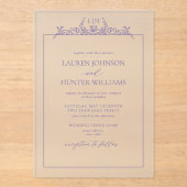 ラベンダー縁どフローラモノグラム結婚ズ アクリル招待状 (正面)