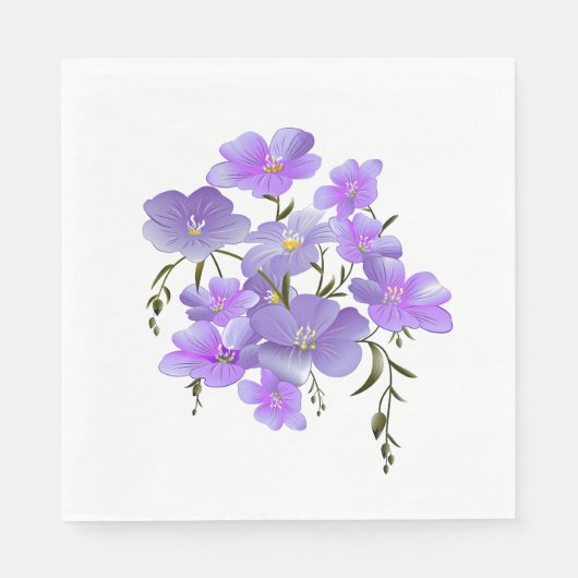 ラベンダー色のフローラかわいらしブーケ スタンダードランチョンナプキン (正面)