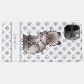 ラベンダー色のペルシャ風可愛いキャラクター猫 + 名前 Case-Mate iPhoneケース (裏面(横))