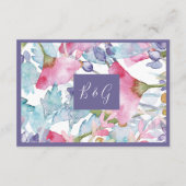 ラベンダー色のワイルドフラワーの緑の葉 エンクロージャーカード (裏面)