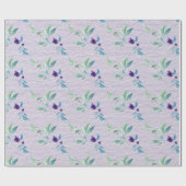ラベンダー色の粗いテクスチャの紙に紫色の実 ラッピングペーパー (フラット)
