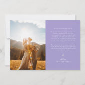 ラベンダー色の結婚式フォト「愛を込めて作った思い出」 サンキューカード (裏面)