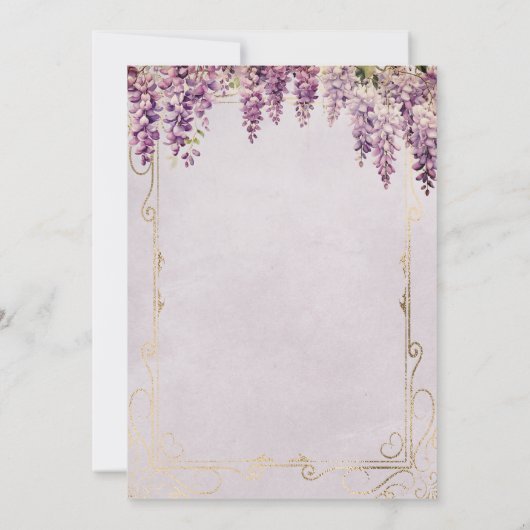 ラベンダー色の結婚式 水彩藤の花 招待状 (裏面)