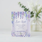 ラベンダー色の藤の花のアーチの写真 Save the Date 案内ポストカード (スタンド正面)