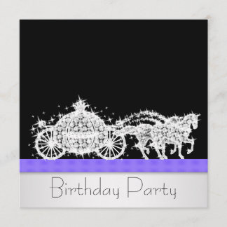 ラベンダー色の馬車プリンセスの誕生日パーティー 招待状