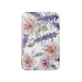 ラベンダー芍薬の水彩花柄ガーデン バスマット (正面縦)