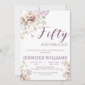 ラベンダー花のファビュラス50歳の誕生日 招待状 (正面)
