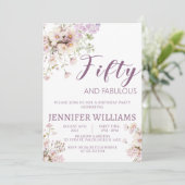 ラベンダー花のファビュラス50歳の誕生日 招待状 (スタンド正面)