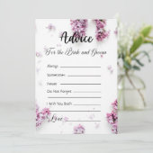 ラベンダー花の花嫁と花婿のためのアドバイス 招待状 (スタンド正面)