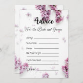 ラベンダー花の花嫁と花婿のためのアドバイス 招待状 (正面/裏面)