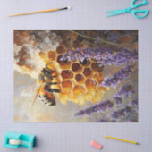 ラベンダー花の蜂蜜ハチミツ 巣 デコパージュ 薄葉紙 (クラフト)