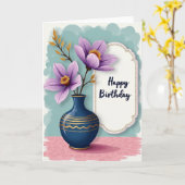 ラベンダー花の誕生日カード カード (黄色い花)