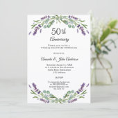 ラベンダー花の50周年結婚記念日フォト 招待状 (スタンド正面)