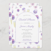 ラベンダー花びら及びプロセッコブライダルシャワーパーティー 招待状 (正面/裏面)