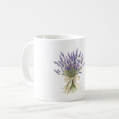 ラベンダー花クリーム色のリボン コーヒーマグカップ (正面左)