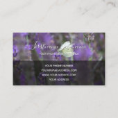 ラベンダー花バタフライグレイ長方形モノグラム 名刺 (裏面)