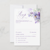 ラベンダー花ボタニカル・シックな結婚式RSVP 出欠カード (正面)