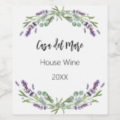 ラベンダー花模様のグリーンリーハウスワイン ワインラベル (シングルラベル)