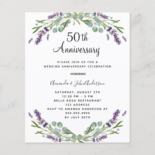 ラベンダー花模様は50結婚周年を迎える (正面)