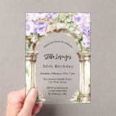 ラベンダー花模様アーチベージュ澄ん誕生日 アクリル招待状 (インサイチュ (ポータブル))