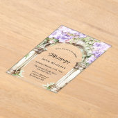 ラベンダー花模様アーチベージュ澄ん誕生日 アクリル招待状 (レイダウン)