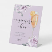 ラベンダー花模様ウォーターカラーミモザバーカクテル 台座サイン (正面)