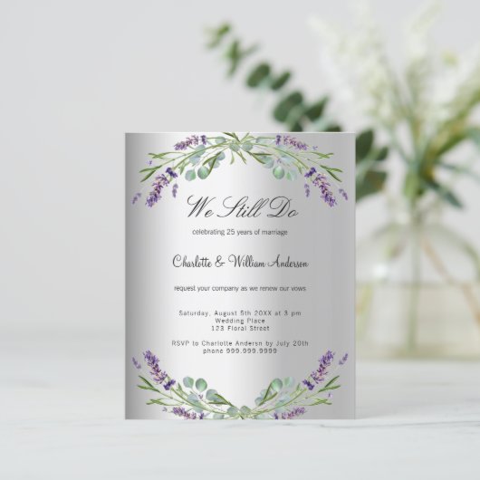 ラベンダー花模様シルバー予算の結婚誓い更新 (スタンド正面)