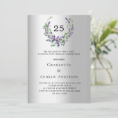 ラベンダー花模様シルバー25結婚周年 招待状 (スタンド正面)