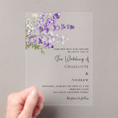 ラベンダー花模様ス澄んミレ結婚ート アクリル招待状 (インサイチュ (ポータブル))