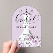 ラベンダー花模様ス結婚ホワイトズドレスブライダルシャワー アクリル招待状 (インサイチュ (ポータブル))