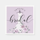 ラベンダー花模様ス結婚ホワイトズドレスブライダルシャワー スタンダードカクテルナプキン (正面)