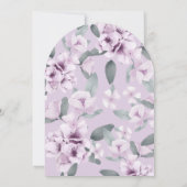 ラベンダー花模様ス結婚ホワイトズドレスブライダルシャワー 招待状 (裏面)