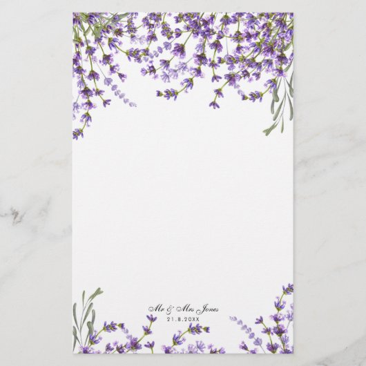 ラベンダー花模様ズ·グ結婚リーナリー便箋 便箋 (正面)