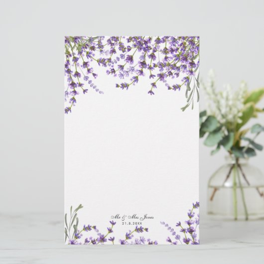 ラベンダー花模様ズ·グ結婚リーナリー便箋 便箋 (スタンド正面)