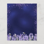 ラベンダー花模様ネイビーブルー結婚式招待状 (裏面)