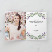 ラベンダー花模様フォト感謝していブライダルシャワーユー カード (内部)