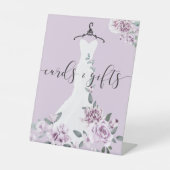 ラベンダー花模様ブライダルシャワーカード&ギフト 台座サイン (正面)