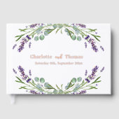 ラベンダー花模様ユーカリバラ金ゴールド結婚ズ ゲストブック (正面)