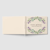 ラベンダー花模様ユーカリ結婚ス ゲストブック (全面)