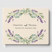 ラベンダー花模様ユーカリ結婚ス ゲストブック (正面)