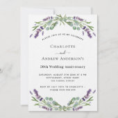 ラベンダー花模様ラグジュアリー結婚50周年 招待状 (正面)