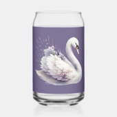 ラベンダー花模様付き水彩白鳥 ガラス缶 (裏面)